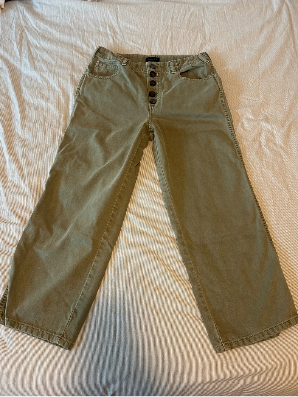 Massimo Dutti Olive Green Ankle-Length Women's Jeans